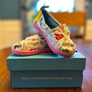 Toms Alpargata White Notebook Doodle Print Shoes, Toddler Size 5